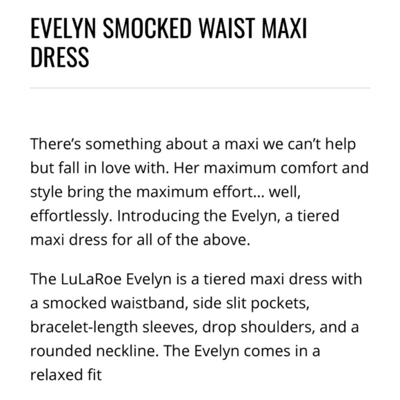 LuLaRoe Navy Blue Floral Evelyn Smock Waist Long Sleeve Maxi Dress Size 3XL NWT - Picture 8 of 8